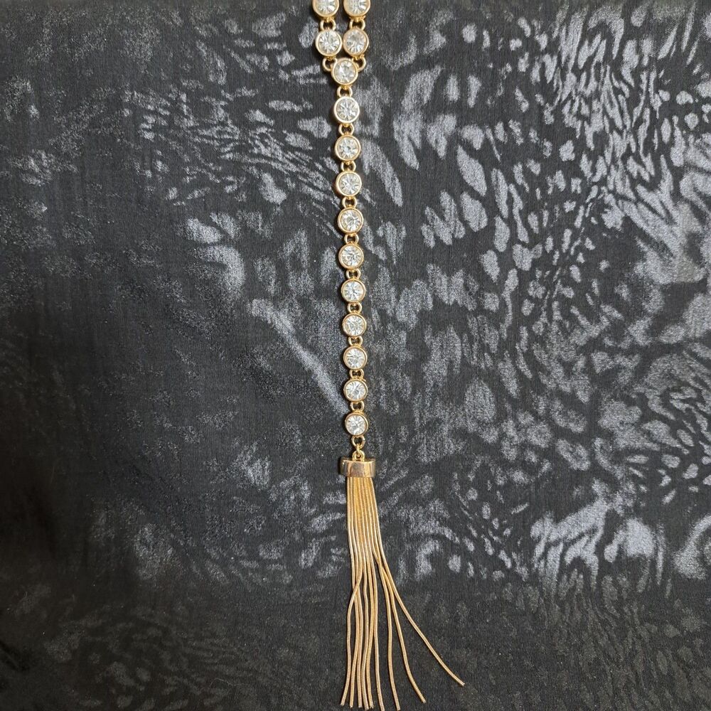 Susan Graver Reversible Gold Tone Y Necklace with Tassel